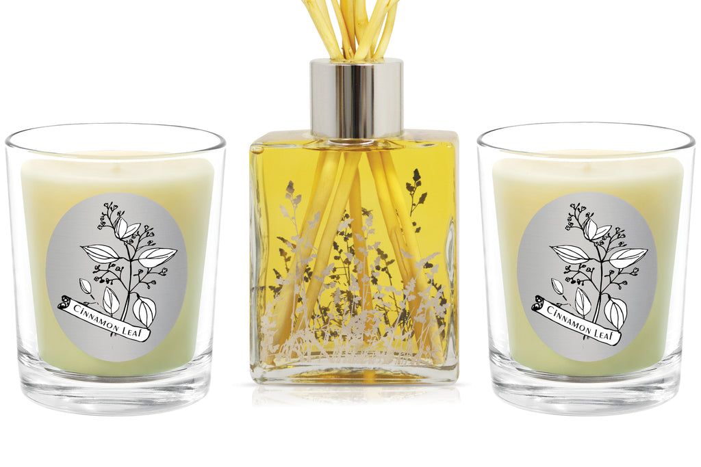 Candle & Diffuser Set - Cinnamon Leaf. - 100% Pure Beeswax Candles Made in USA | Qualitas Candles 