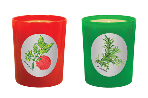 Candle Set Green & Red - Rosemary, Tomato Leaf. - 100% Pure Beeswax Candles Made in USA | Qualitas Candles 