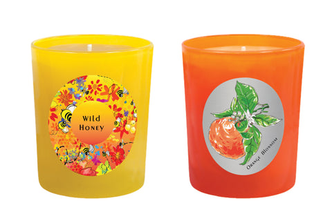 Candle Set Yellow & Orange - Wild Honey, Orange Blossom. - 100% Pure Beeswax Candles Made in USA | Qualitas Candles 