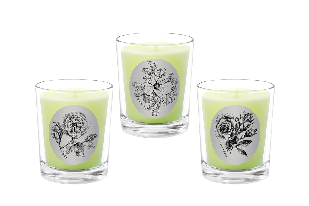Candle Set - Rose, Rock Rose, Velvet Rose. - 100% Pure Beeswax Candles Made in USA | Qualitas Candles 