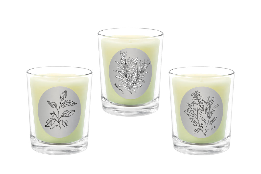 Candle Set - Nutmeg, Rosemary, Sage. - 100% Pure Beeswax Candles Made in USA | Qualitas Candles 