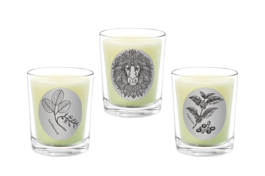 Candle Set - Sandalwood,18 Library Way, Espresso. - 100% Pure Beeswax Candles Made in USA | Qualitas Candles 