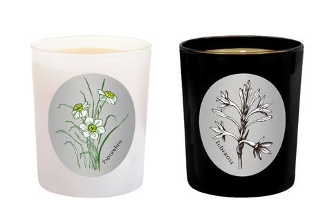 Candle Set Black & White - Paperwhite, Tuberose. - 100% Pure Beeswax Candles Made in USA | Qualitas Candles 