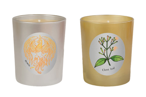 Candle Set Silver & Gold - Hearth, Clove Leaf. - 100% Pure Beeswax Candles Made in USA | Qualitas Candles 